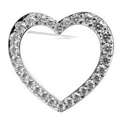 Tiffany & Co. Diamond Platinum Heart Pin Brooch