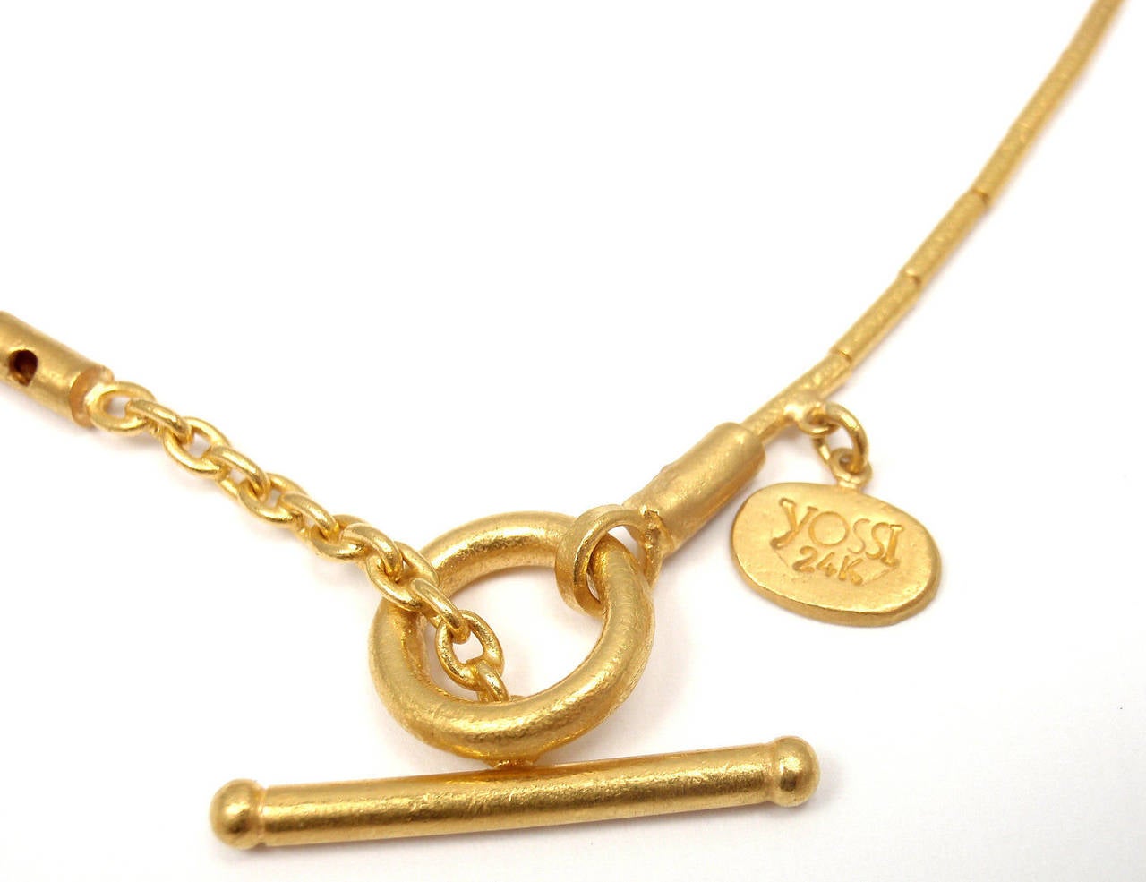 Contemporary Yossi Harari Bamboo Garnet Fringe Yellow Gold Necklace