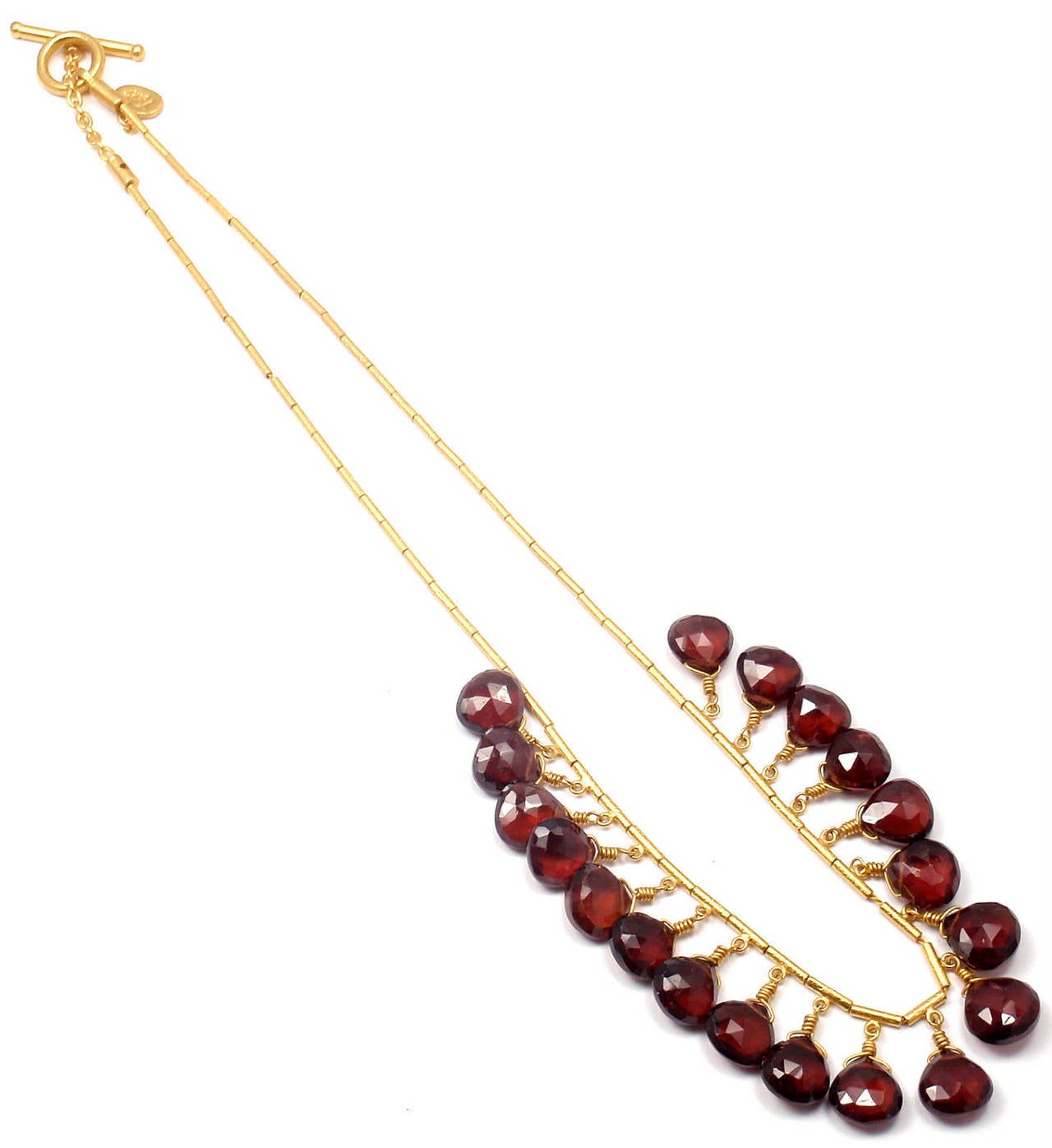 Women's Yossi Harari Bamboo Garnet Fringe Yellow Gold Necklace