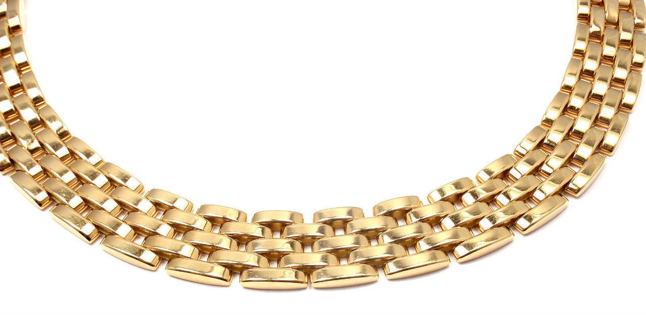 18k Yellow Gold Five-Row Maillion Panthere Necklace by Cartier. 
This stunning necklace comes with an original Cartier box. 

Details: 
Weight: 136 grams
Length: 16