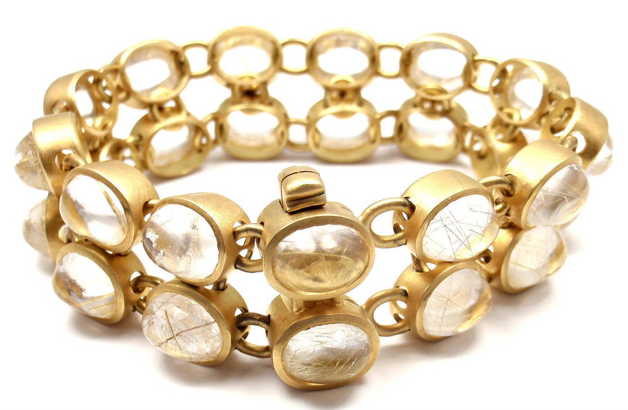 18k yellow gold rutilated quartz bezel bracelet