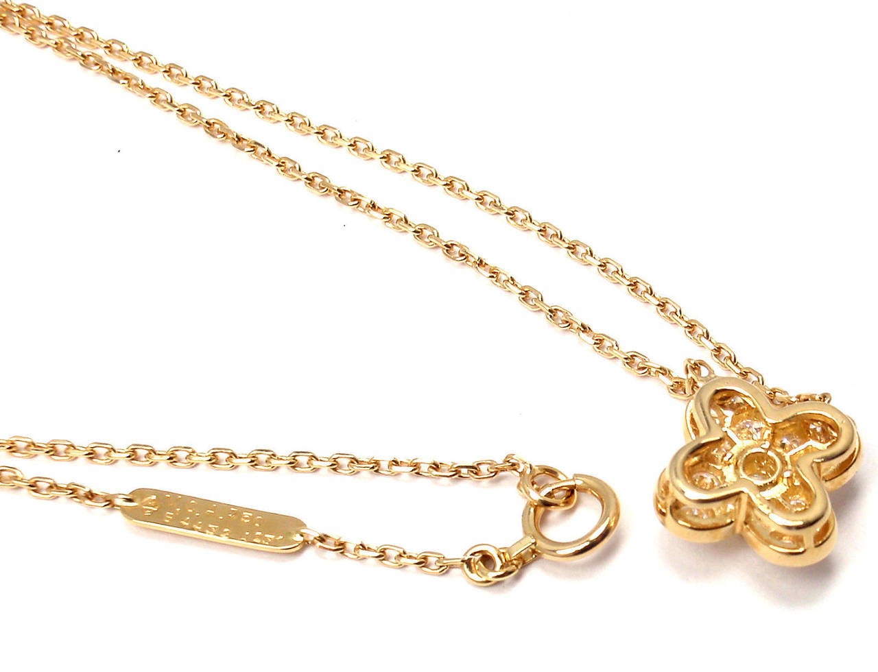 Women's Van Cleef & Arpels Trefle Diamond Yellow Gold Alhambra Clover Necklace