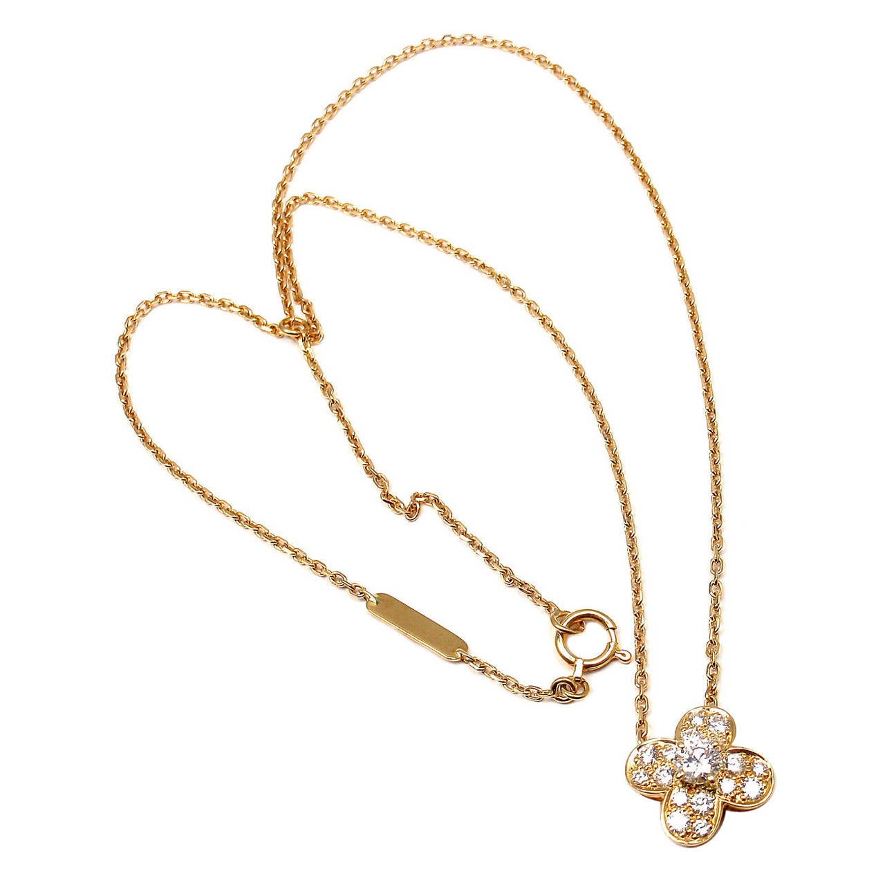 Van Cleef and Arpels Trefle Diamond Yellow Gold Alhambra Clover Necklace at  1stDibs | van cleef trefle, clover necklace van cleef, clover necklace gold van  cleef