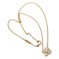 Retro Van Cleef & Arpels Trefle Diamond Yellow Gold Alhambra Clover Necklace