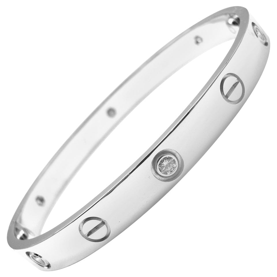 Cartier Love Six Diamond White Gold Bangle Bracelet