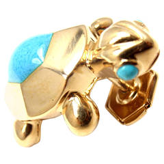 Cartier Turquoise Yellow Gold Turtle Tie Lapel Pin