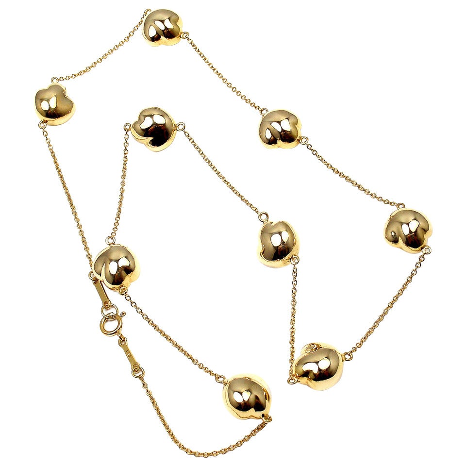 Tiffany & Co. Elsa Peretti Yellow Gold Bean Necklace