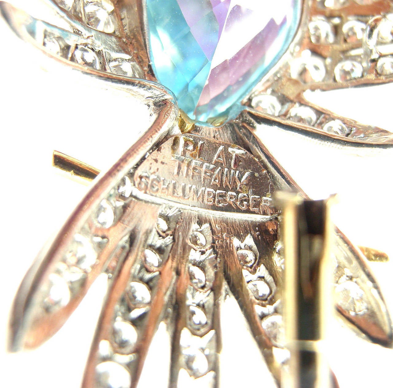 Women's Schlumberger for Tiffany & Co. Phoenix Bird Diamond Aquamarine Platinum Pin