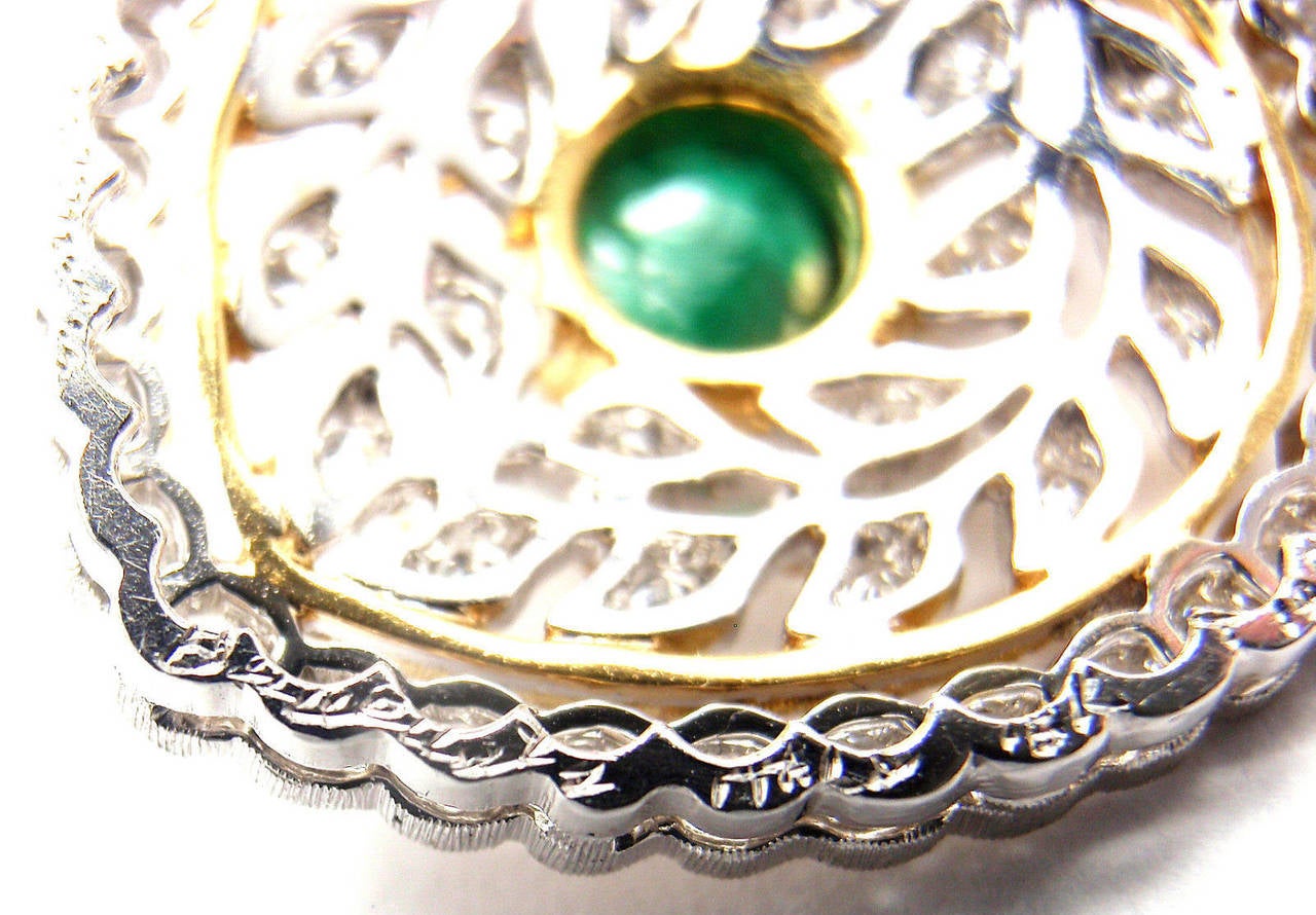 Buccellati Emerald Diamond Yellow and White Gold Heart Necklace 1