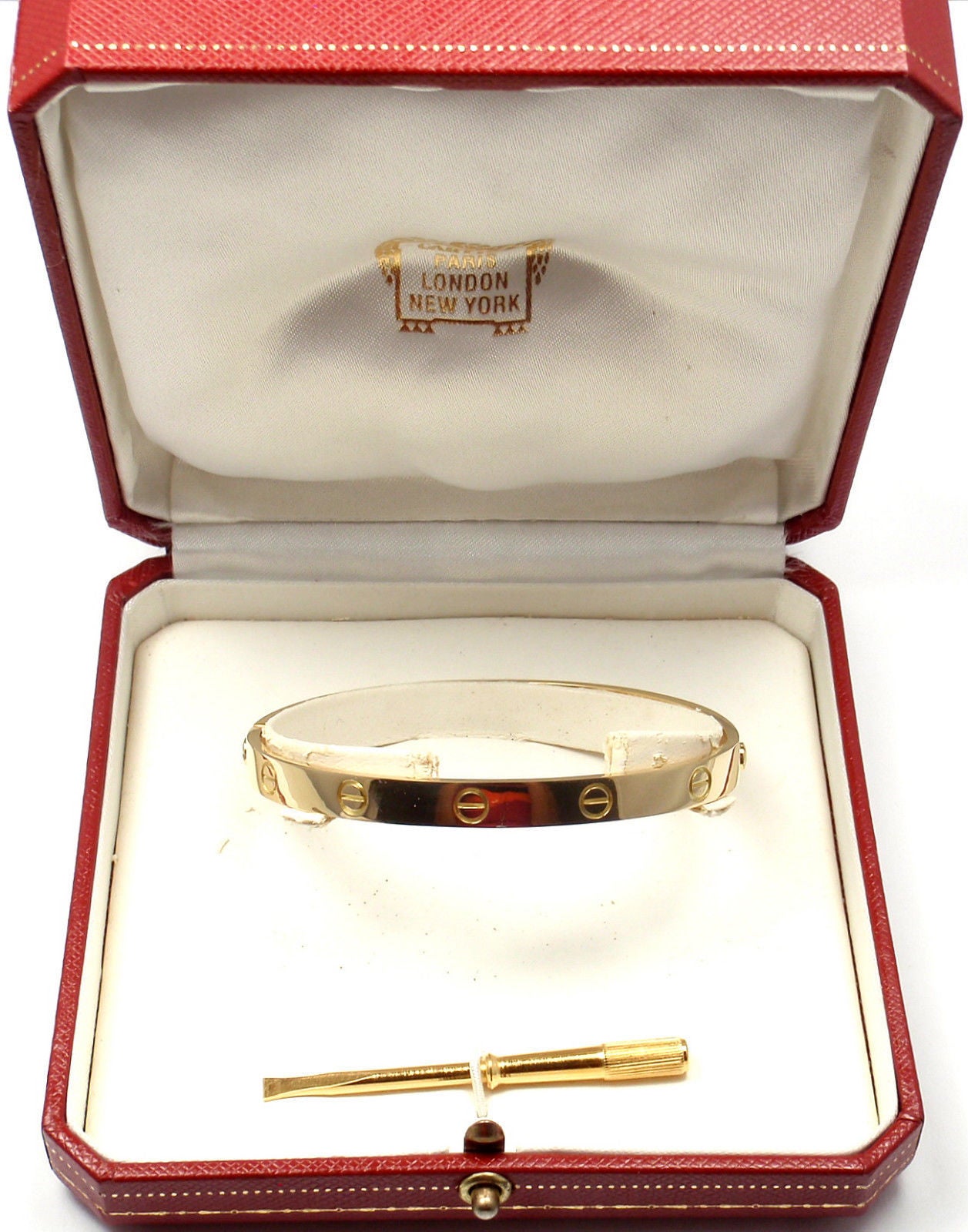 Cartier Love Yellow Gold Bangle Bracelet Size 19 at 1stdibs