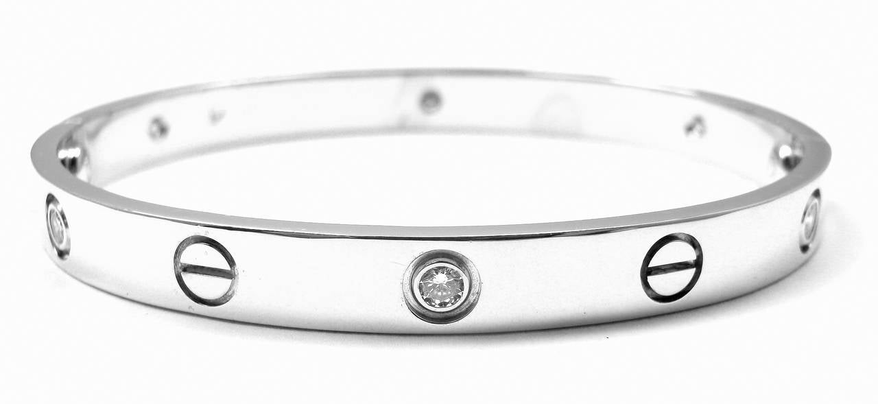 Cartier Love Six Diamond White Gold Bangle Bracelet In New Condition In Holland, PA