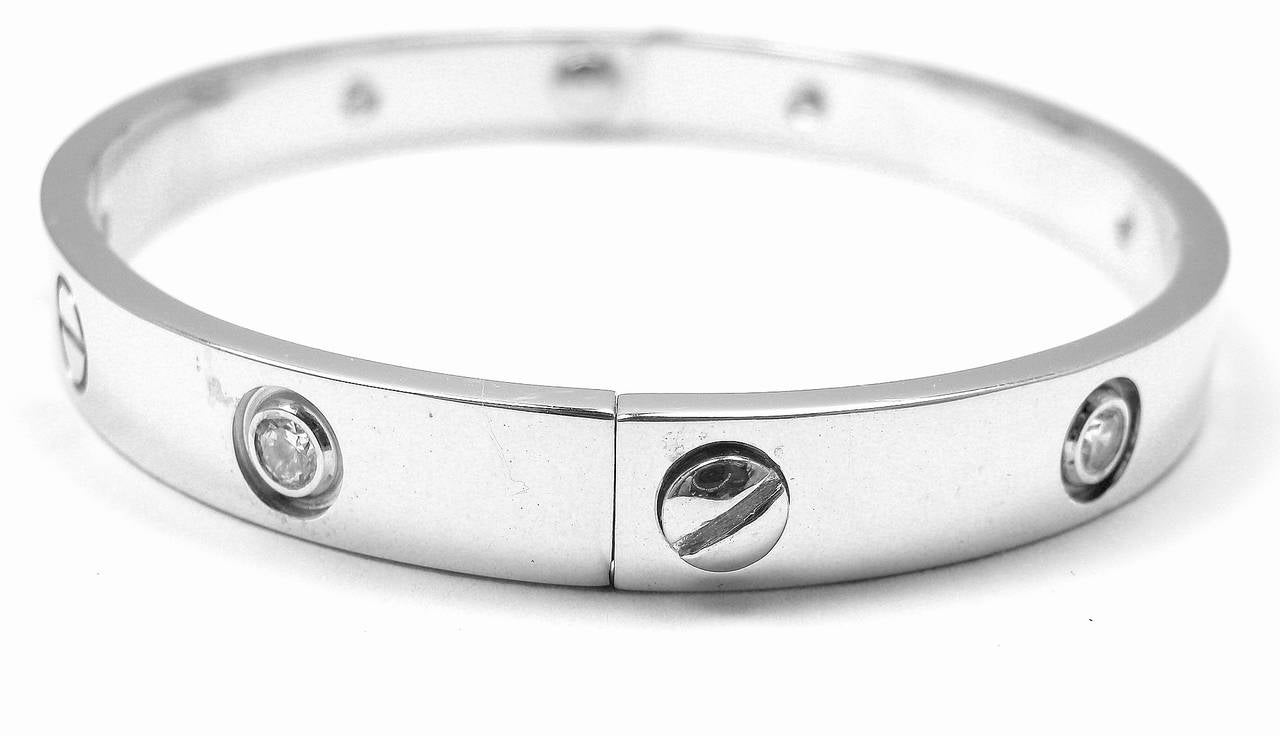 Women's Cartier Love Six Diamond White Gold Bangle Bracelet