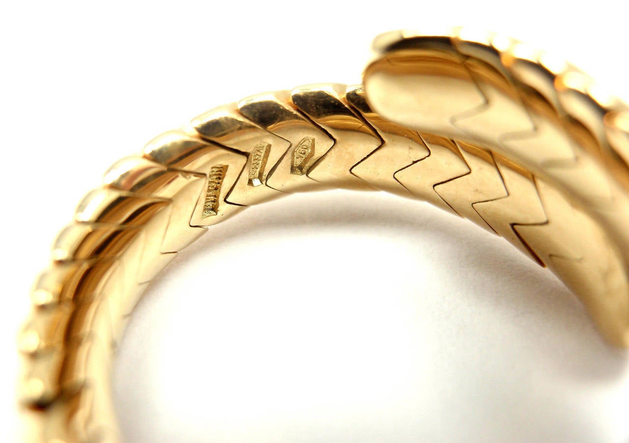 Women's Bulgari Spiga Diamond Snake Yellow Gold Band Ring