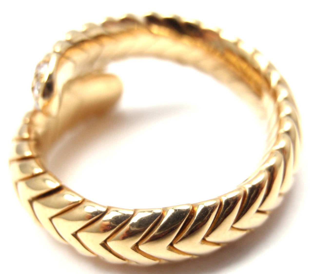 Bulgari Spiga Diamond Snake Yellow Gold Band Ring 1
