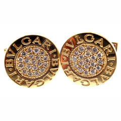 Bulgari Diamond Yellow Gold Cufflinks