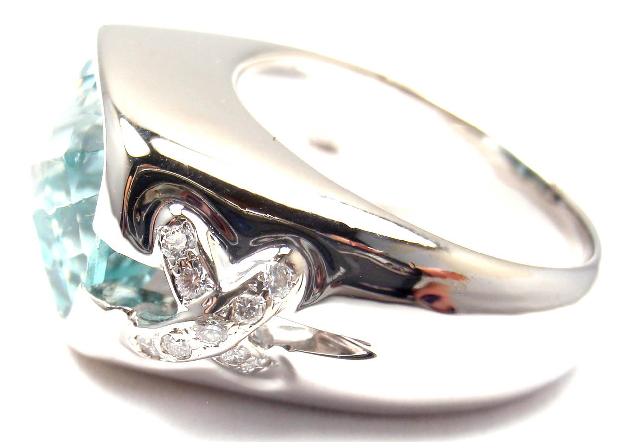 Tiffany & Co. Aquamarine Diamond White Gold Ring 1