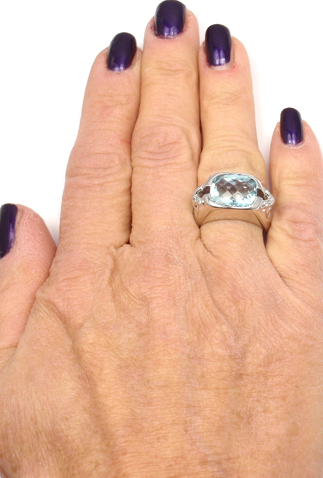 Tiffany & Co. Aquamarine Diamond White Gold Ring 3
