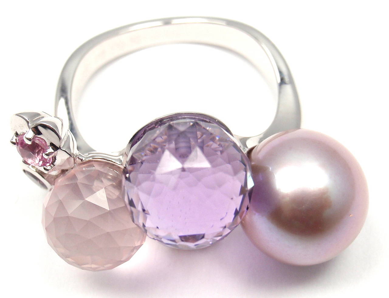 Chanel Amethyst Pearl Pink and Yellow Sapphire White Gold Ring 3
