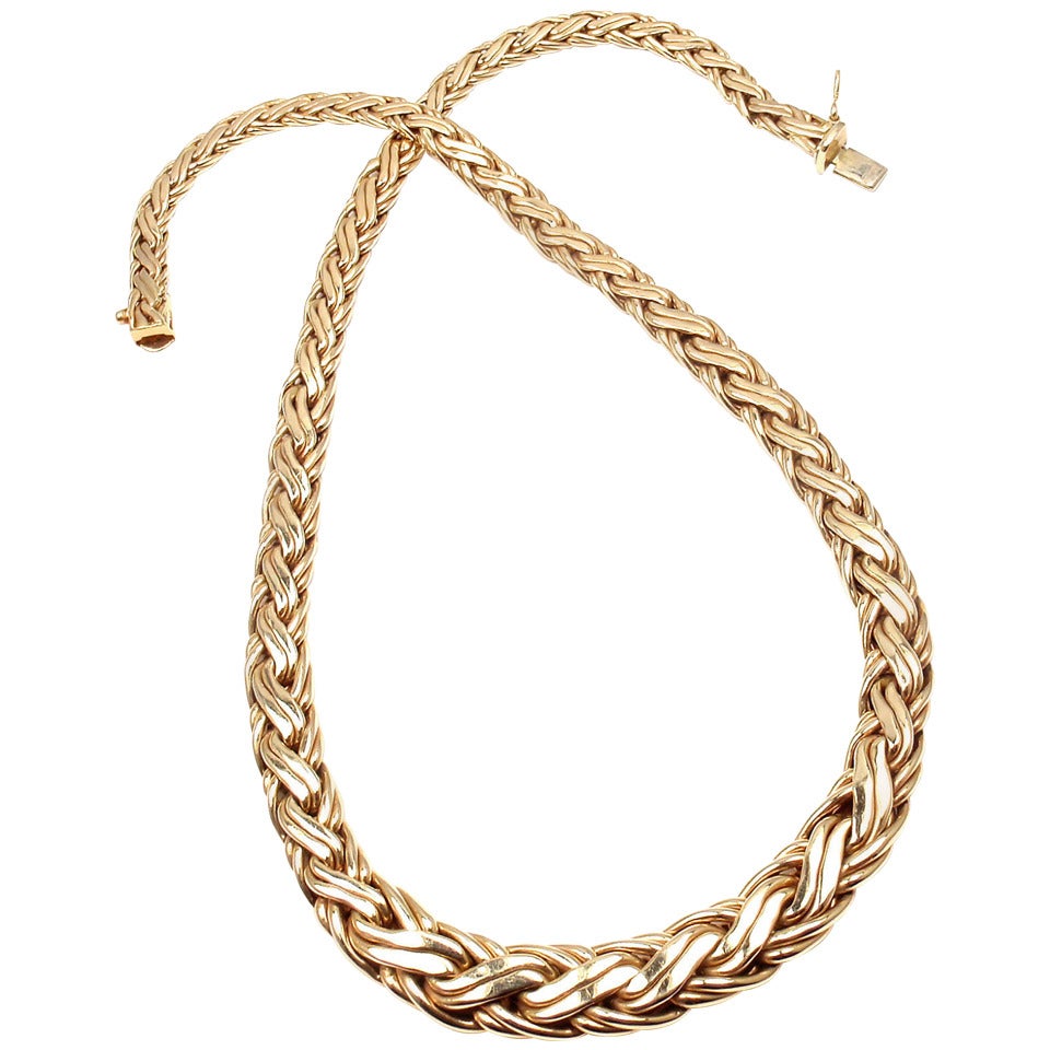 Tiffany & Co. Russian Weave Chain Link Yellow Gold Necklace