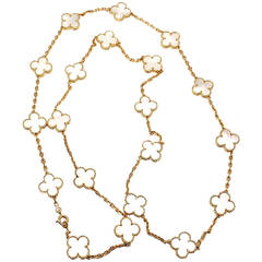 Van Cleef & Arpels Mother Of Pearl Vintage Alhambra Yellow Gold Necklace