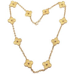 Van Cleef & Arpels Vintage Alhambra Ten Motif Gold Necklace
