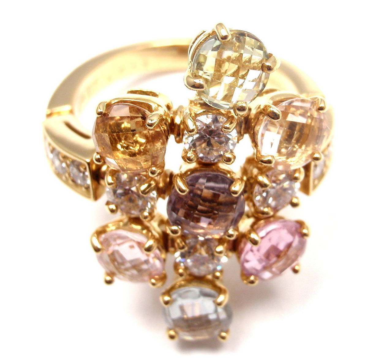 Bulgari Diamond Color Sapphire Yellow Gold Ring 4