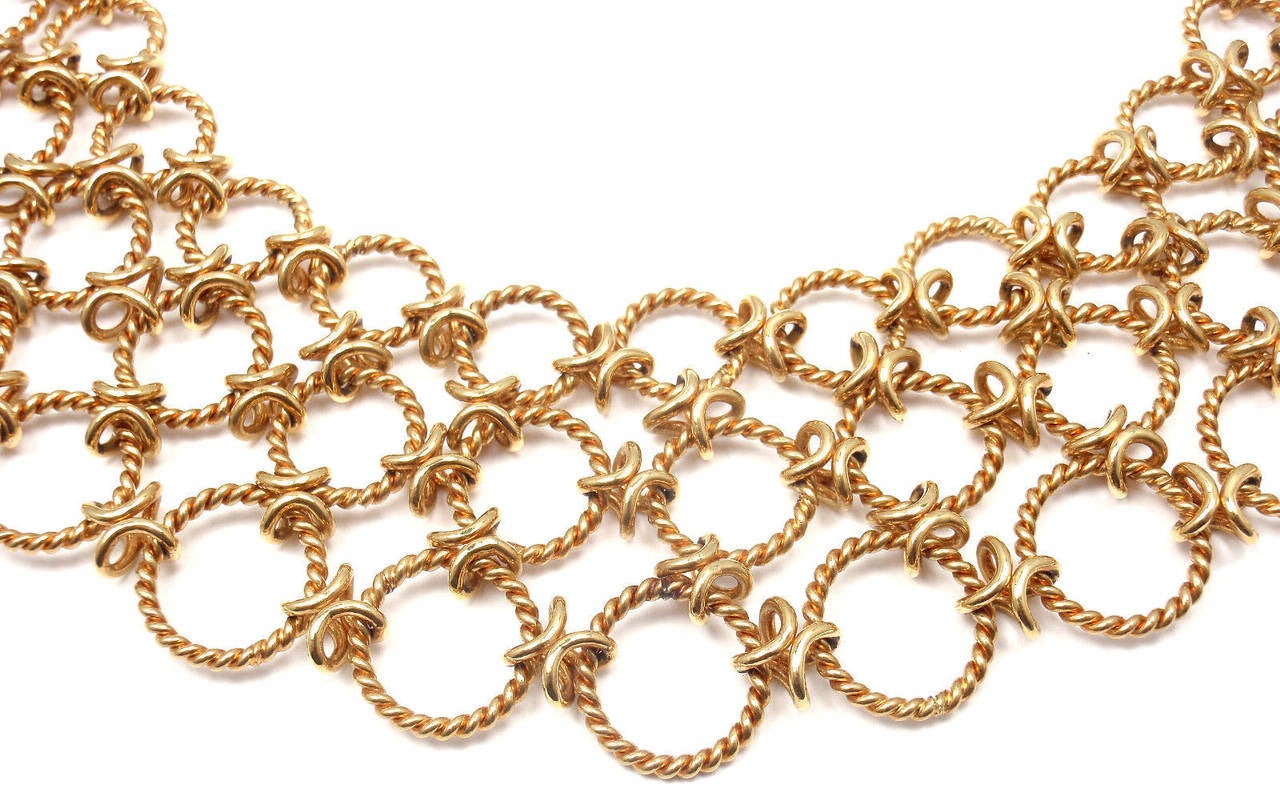 18k Yellow Gold Lace Link Necklace by Verdura. 

Details: 
Weight: 156.6 grams
Width:  1 1/2