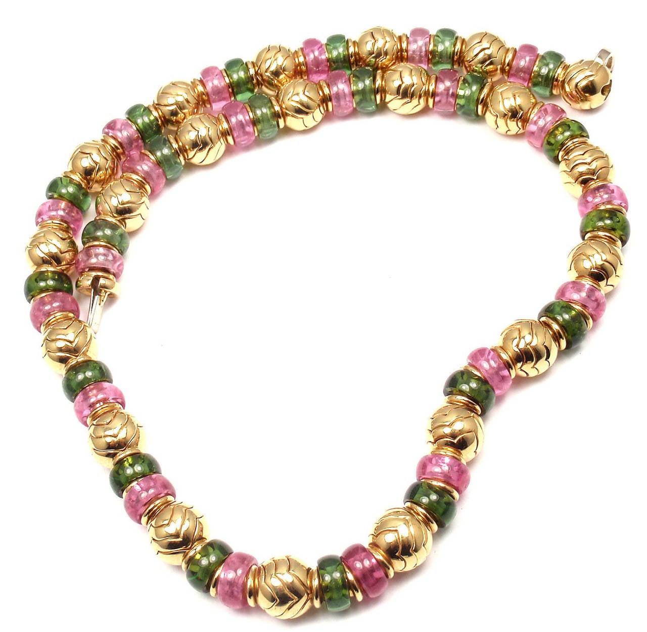 Women's Bulgari Pink And Green Tourmaline Yellow Gold Necklace