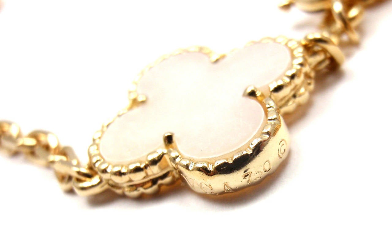 Women's Van Cleef & Arpels Mother Of Pearl Vintage Alhambra Yellow Gold Necklace