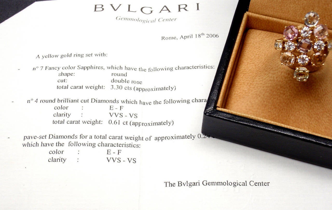 Bulgari Diamond Color Sapphire Yellow Gold Ring 1