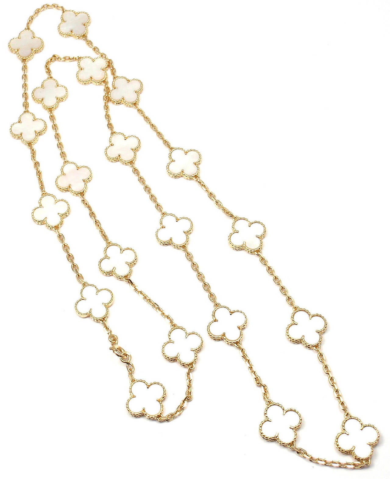 Van Cleef & Arpels Mother Of Pearl Vintage Alhambra Yellow Gold Necklace 1