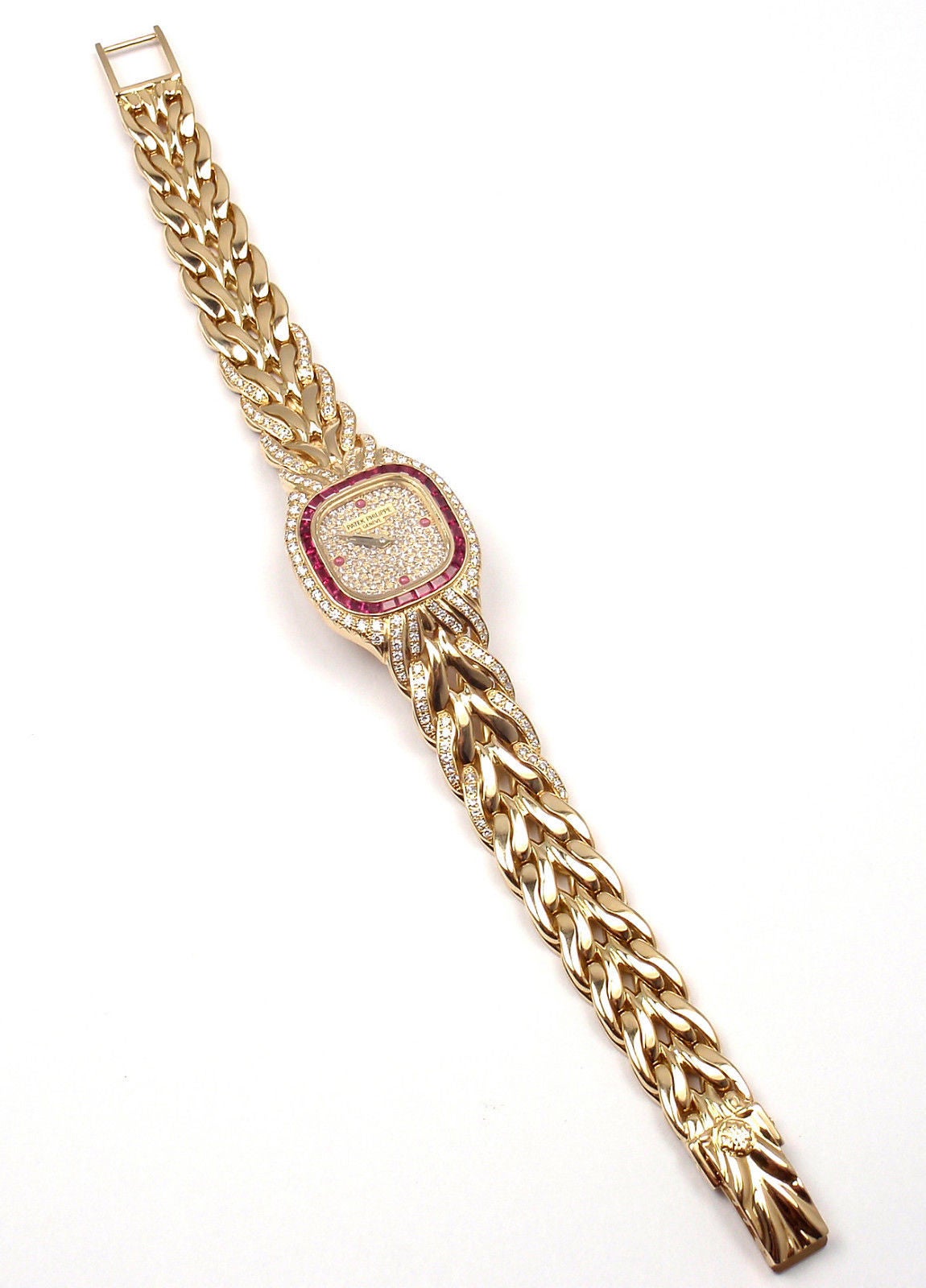Women's Patek Philippe Lady's Yellow Gold, Diamond and Ruby La Flamme Bracelet Watch