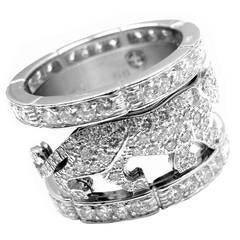 Cartier Walking Panther Diamond White Gold Band Ring
