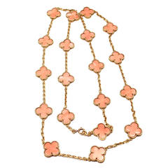 Van Cleef & Arpels Coral Retro Alhambra Yellow Gold Necklace