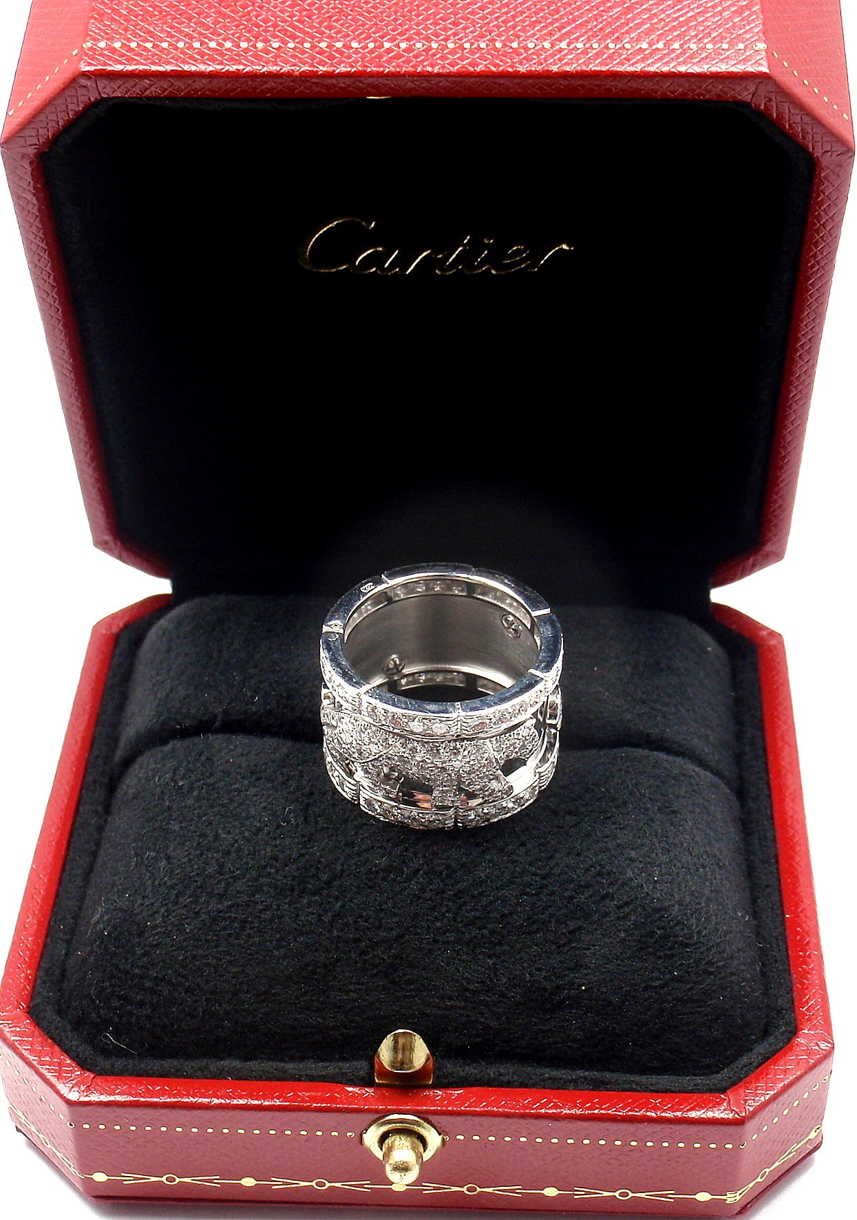 Cartier Walking Panther Diamond White Gold Band Ring 2