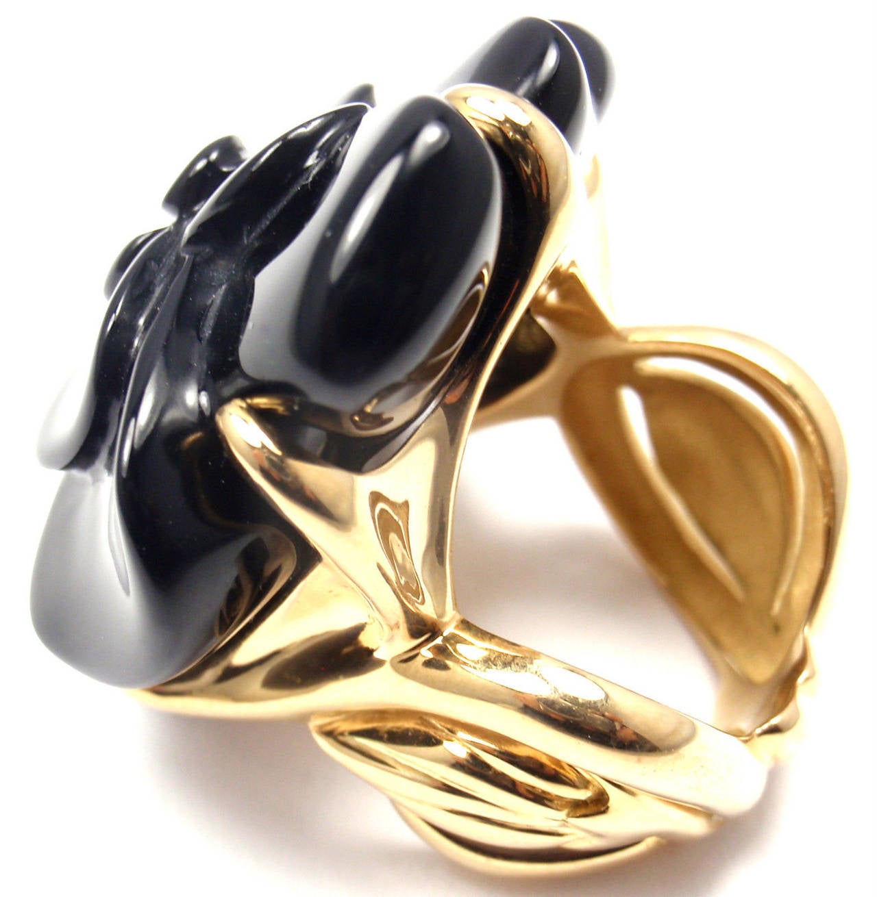 black onyx flower ring