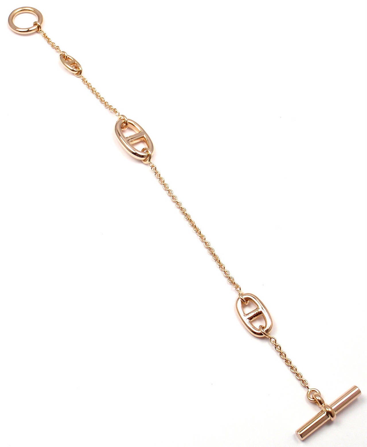 Contemporary Hermes Farandole Rose Gold Chain Link Toggle Bracelet