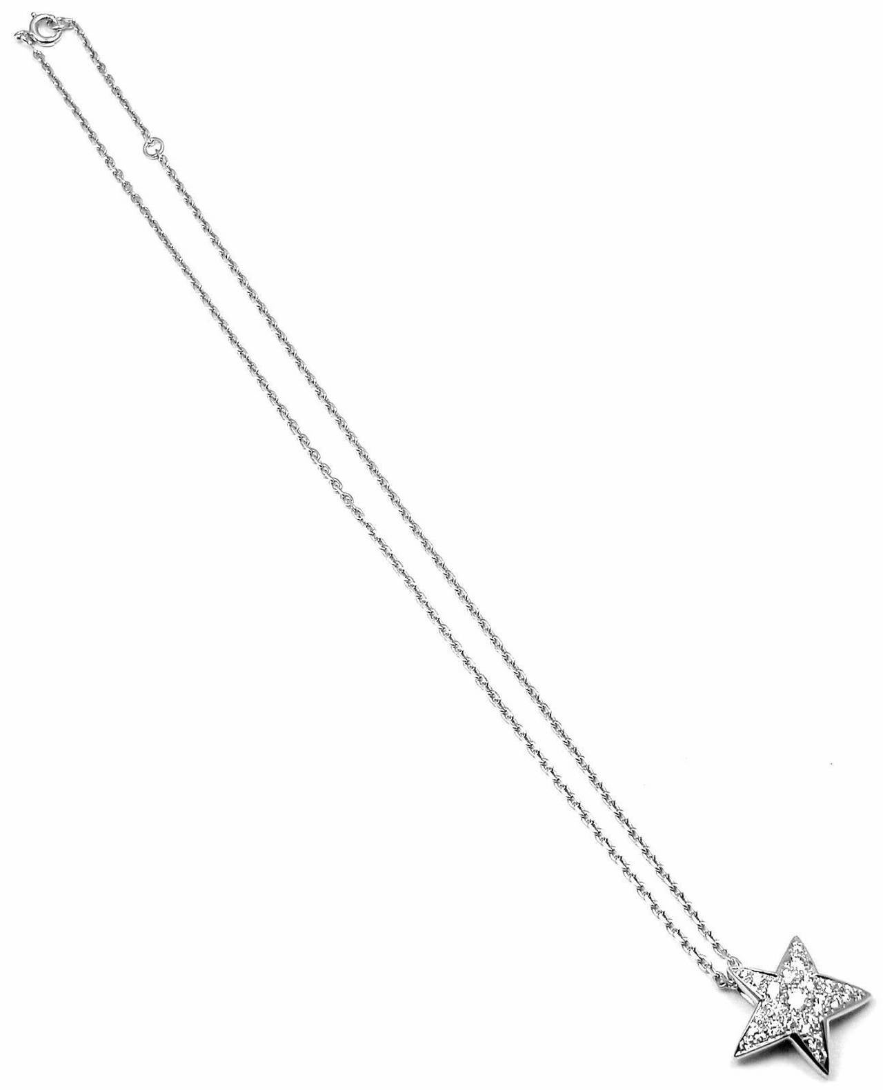 Contemporary Chanel Comete Star Diamond White Gold Pendant Necklace