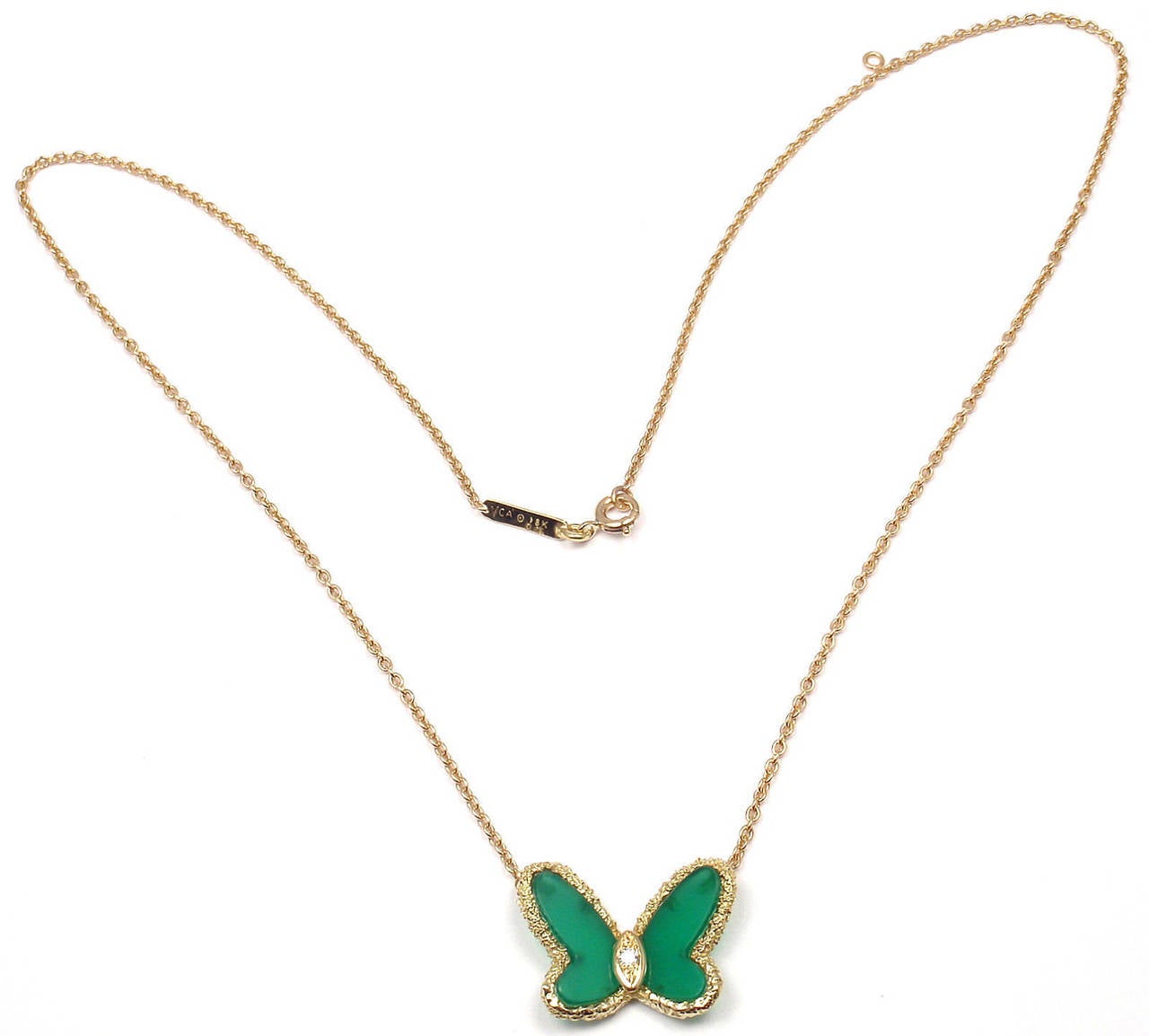 Van Cleef & Arpels Chalcedony Diamond Yellow Gold Butterfly Necklace 1