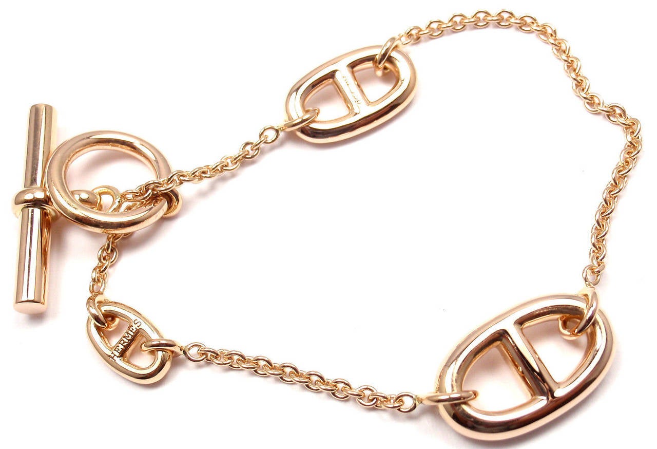 18k Rose Gold Farandole Chain Link Toggle Bracelet by Hermes.

Details:
Weight: 12.9 grams
Length: 6 3/4