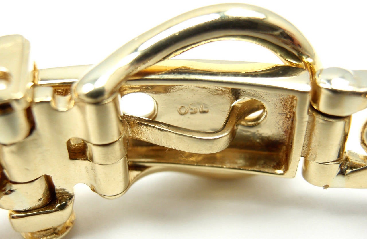 Women's Hermes Curb Link Chain Large Buckle Yellow Gold Bracelet