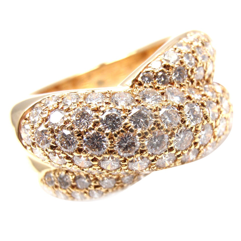 Cartier Diamond Wide Yellow Gold Band Ring