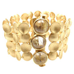 Carla Amorim Rutilated Quartz Wide Yellow Gold Bracelet