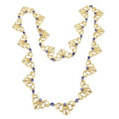 Buccellati Sapphire Gold 24 Inch Long Necklace 6