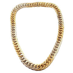 Mario Buccellati White And Yellow Gold Link Necklace