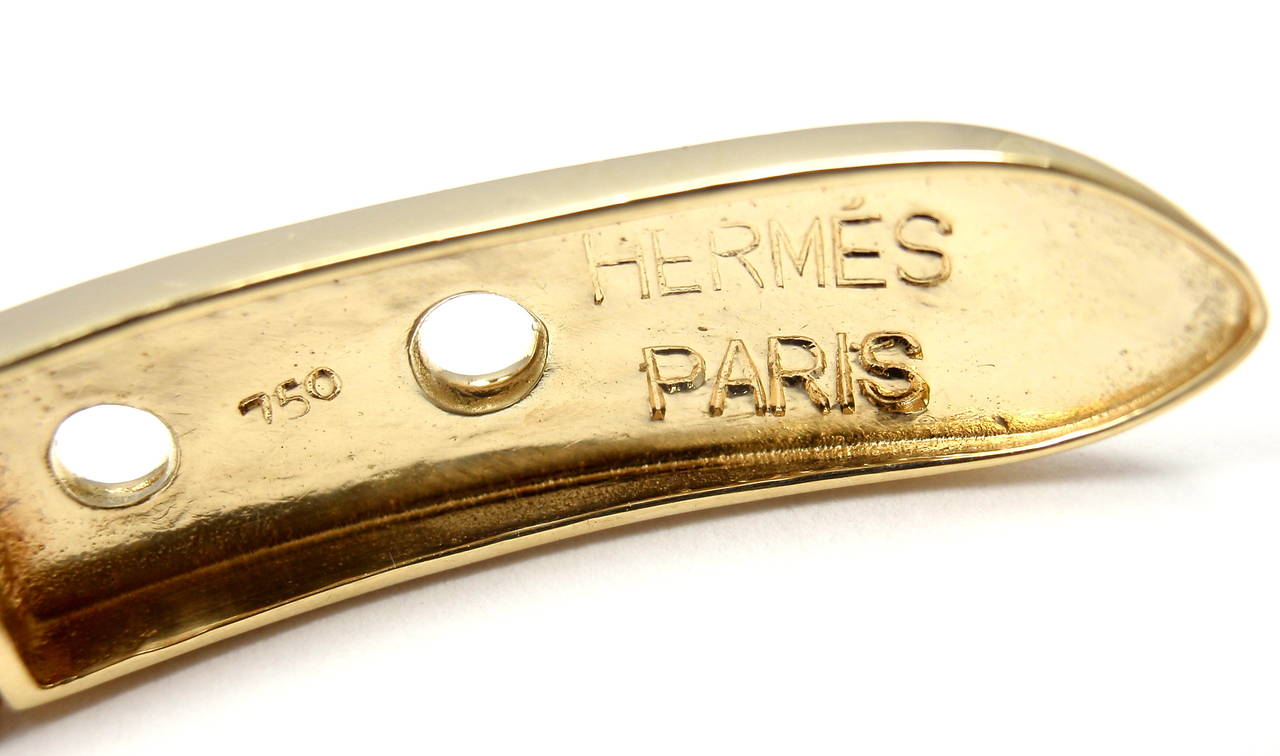 Hermes Curb Link Chain Large Buckle Yellow Gold Bracelet 2