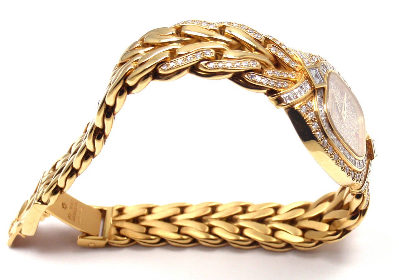 Patek Philippe Lady's Gelbgold Diamant Rubin La Flamme Armbanduhr Ref 4808 Damen