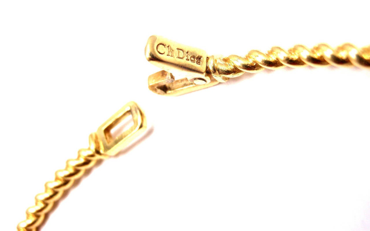 Women's Christian Dior Sapphire Diamond Yellow Gold Bangle Bracelet
