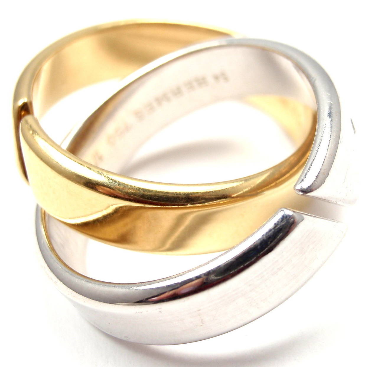 Hermes Double Band Gold Ring at 1stDibs