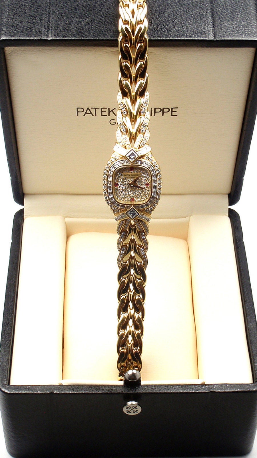 Patek Philippe Lady's Gelbgold Diamant Rubin La Flamme Armbanduhr Ref 4808 5